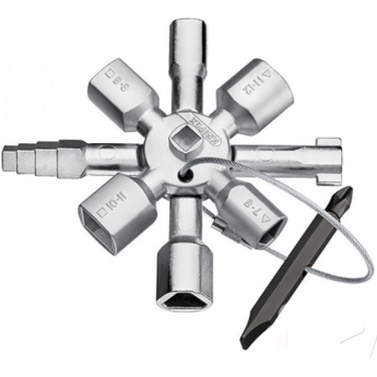 Ключ универсальный KNIPEX TwinKey для электрошкафов с битой и переходником KN-001101