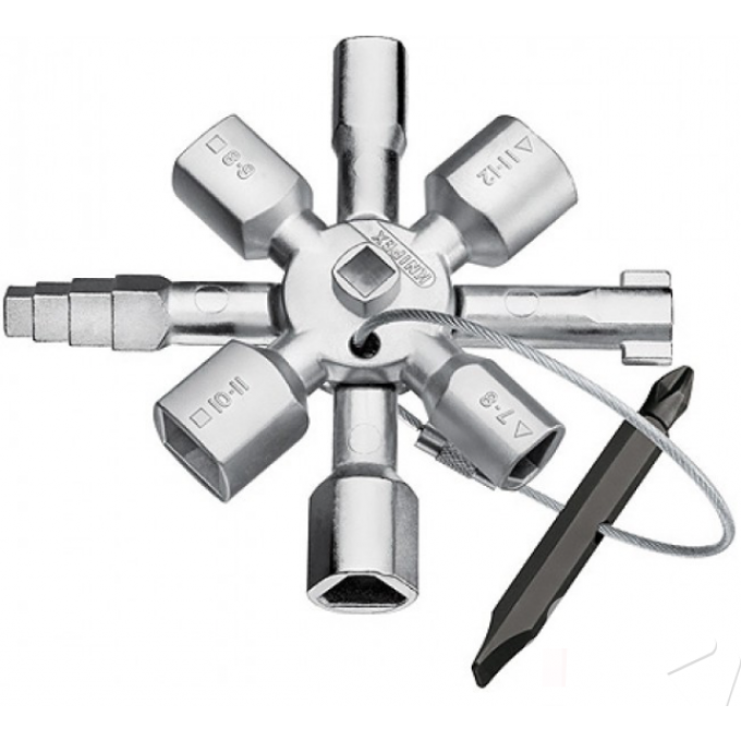 Ключ универсальный KNIPEX TwinKey для электрошкафов с битой и переходником KN-001101