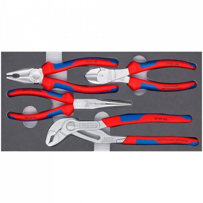 Набор ручного инструмента KNIPEX 4 предмета для слесарных, электромонтажных и сантехнических работ KN-002001V17