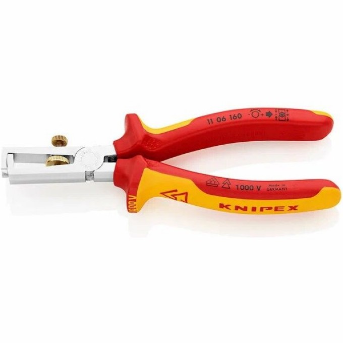 Стриппер KNIPEX с фиксирующим винтом для одножильных, многожильных и тонких проводов до 10 мм² KN-1106160