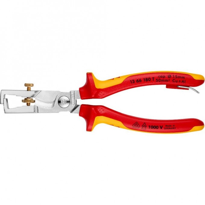 Стриппер для снятия изоляции KNIPEX для одножильных, многожильных и тонких проводов KN-1366180TBK