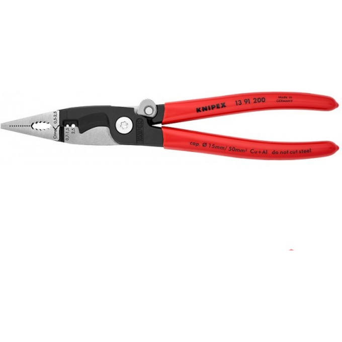 Электромонтажные клещи KNIPEX для захвата, гибки, удаления заусенцев, резки, зачистки и опрессовки 200 мм KN-1391200SB