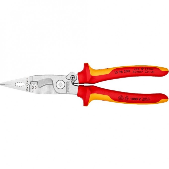 Электромонтажные клещи диэлектрические KNIPEX 6 функций 200 мм KN-1396200