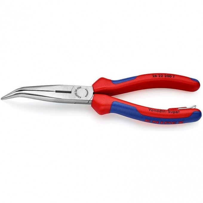 Длинногубцы изогнутые KNIPEX 200 мм с режущими кромками KN-2622200T