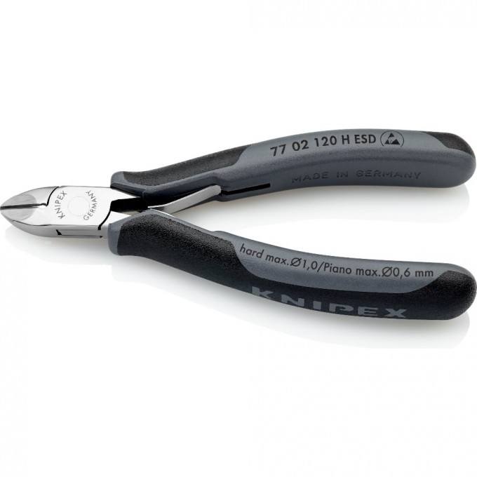 Бокорезы для электроники антистатические KNIPEX с запрессованным лезвием из твердых сплавов 120 мм KN-7702120HESD