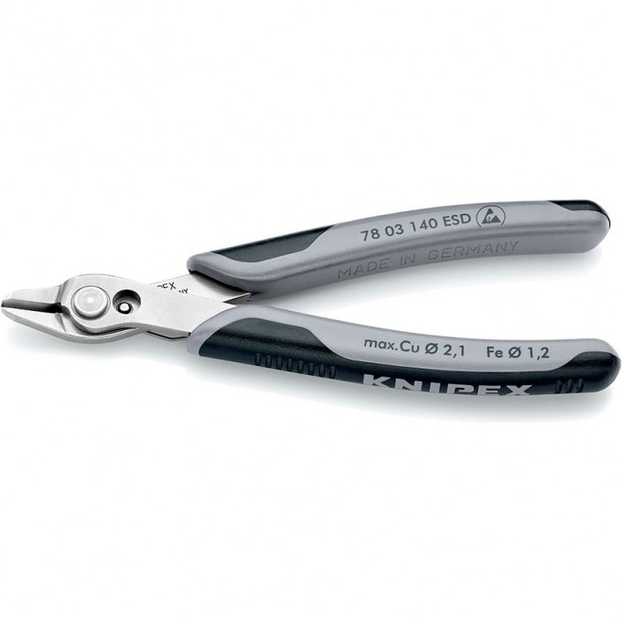 Бокорезы для электроники KNIPEX антистатические диагональные ⌀0..1 мм KN-7803140ESD