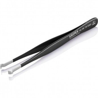 Пинцет антистатический прецизионный KNIPEX с прямыми изогнутыми закругленными концами KN-920879ESD