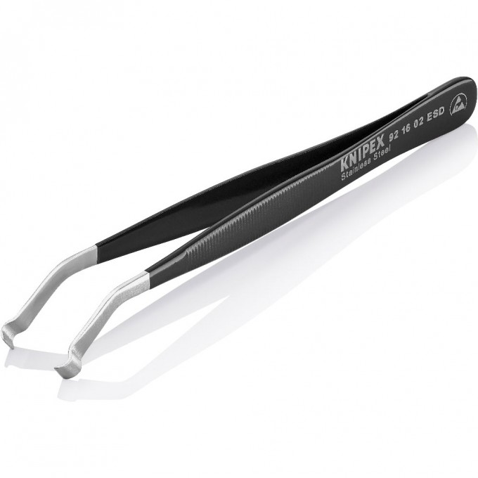 Пинцет прецизионный антистатический KNIPEX с изогнутыми закругленными тупыми губками KN-921602ESD
