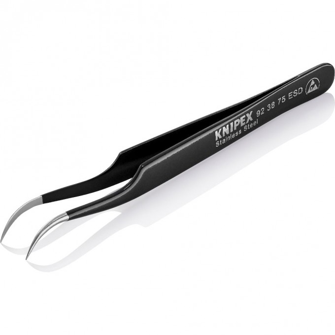 Пинцет прецизионный антистатический KNIPEX с изогнутыми остроконечными губками KN-923875ESD