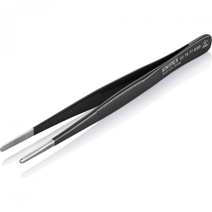 Пинцет прецизионный антистатический KNIPEX с прямыми закругленными губками 145 мм KN-927877ESD