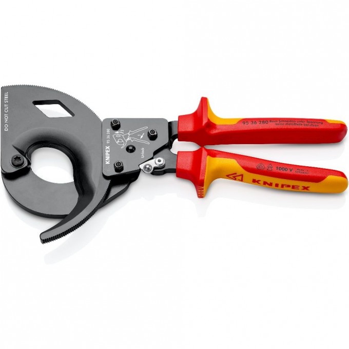 Секторные ножницы диэлектрические KNIPEX для медных и алюминиевых кабелей до 380 мм² KN-9536280