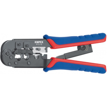Кримпер для опрессовки штекеров Western KNIPEX RJ 11/12 (9,65 мм) и RJ 45 (11,68 мм) KN-975110